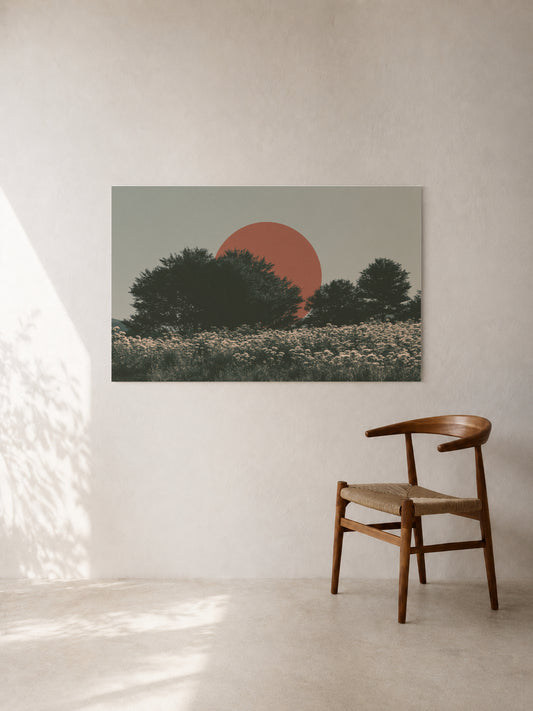 Red Sun Behind the Trees I