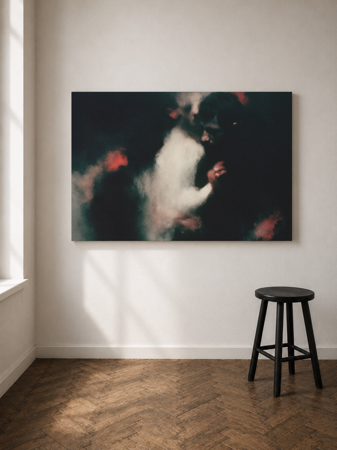 Red Room With Passing Figures