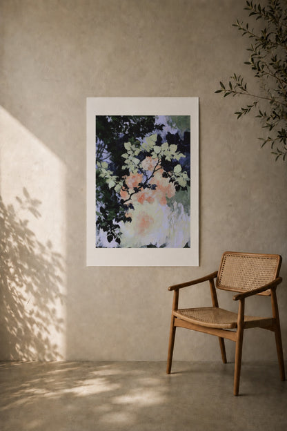 Roses Under the Night Leaves art print